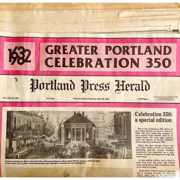 Portland Maine 350th Anniversary Newspaper 1982 Complete Vintage Press Herald - Picture 1 of 11